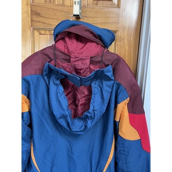 VTG Spyder Ski Coat Jacket Blue Red SM Snowboard Heavy Zip Lining Hood Gorpcore - Picture 10 of 15